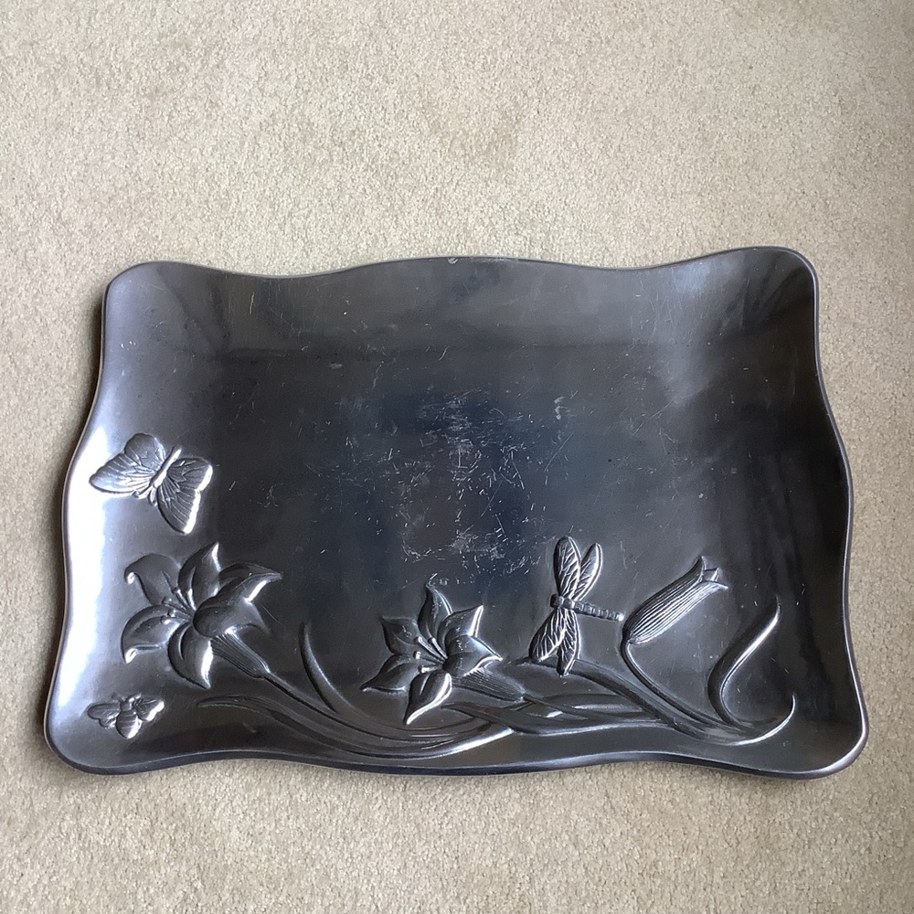 Lenox Butterfly Meadow Large Aluminum Holloware  Rectangular Tray